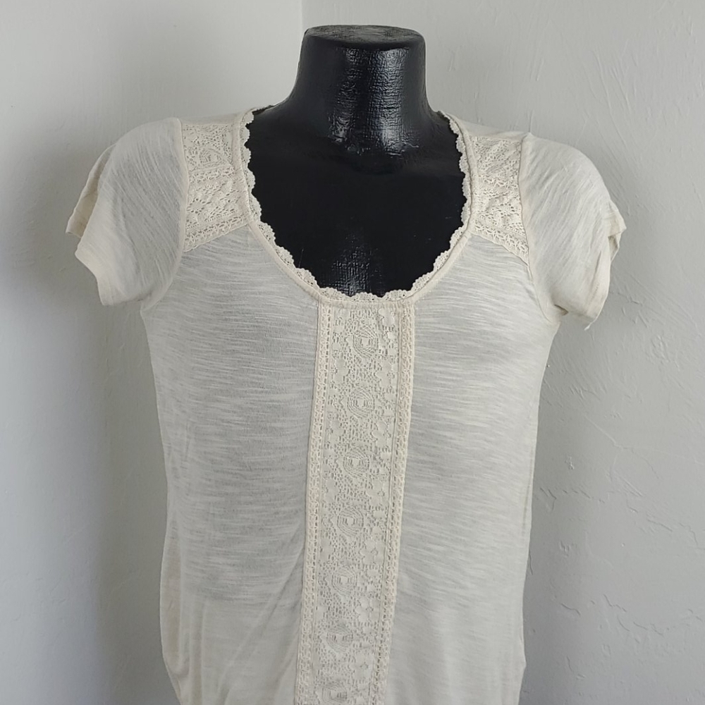 Lucky Brand cream lace details women top size S